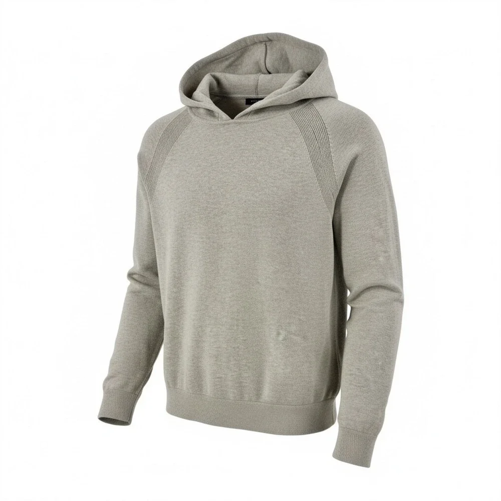 Banana Republic Mens Light Beige 100% Cotton‎ Raglan Knit Pullover Hoodie Large